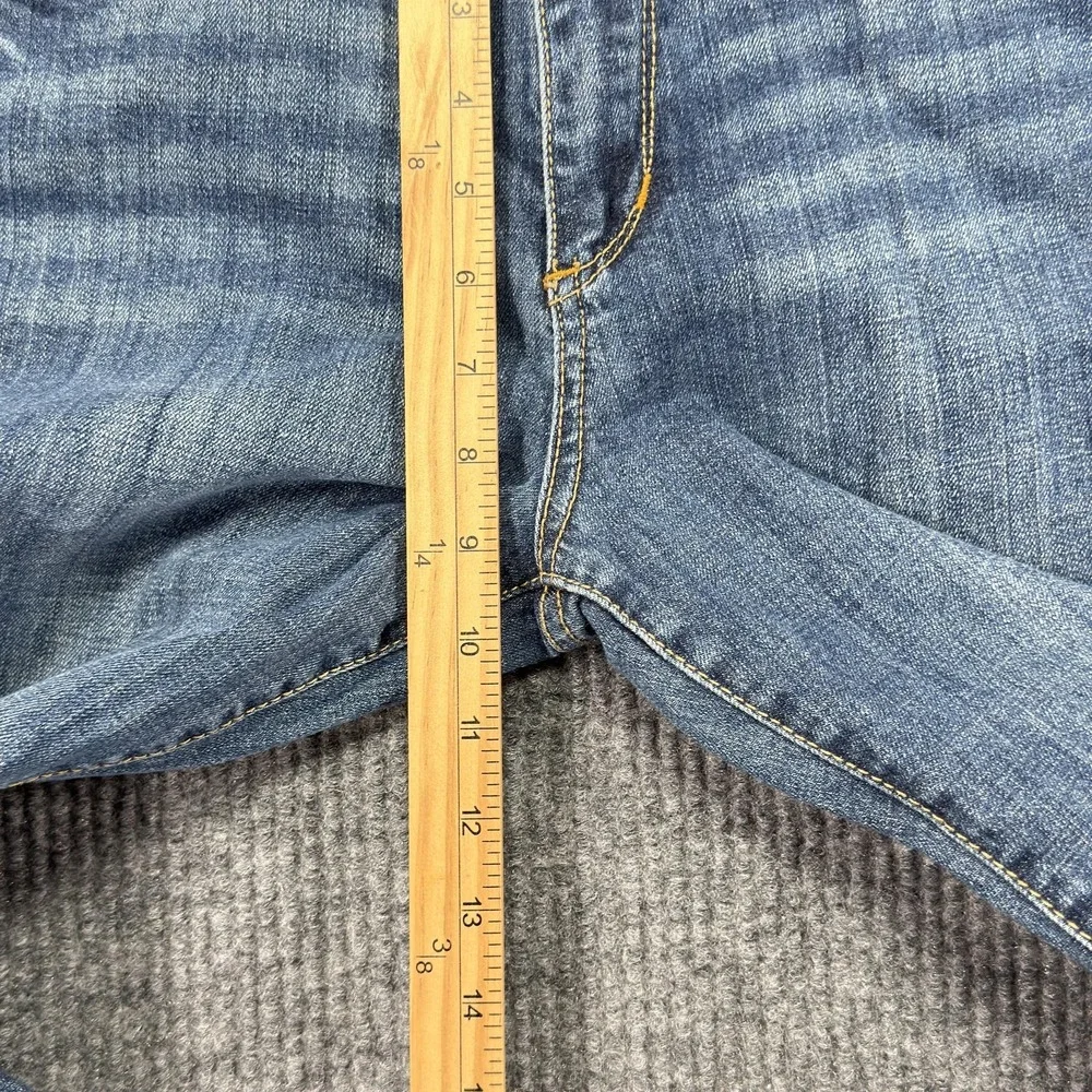 Seven7 Jeans Womens 10 Blue Medium Wash Flare Stretch Denim Mid Rise Embroidered